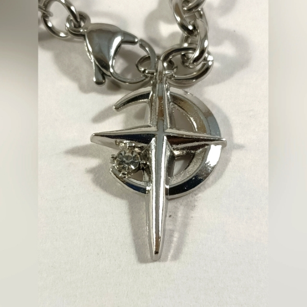 Moon & Star Pendant Necklace Unisex Silver Stainless Steel - Picture 8 of 9